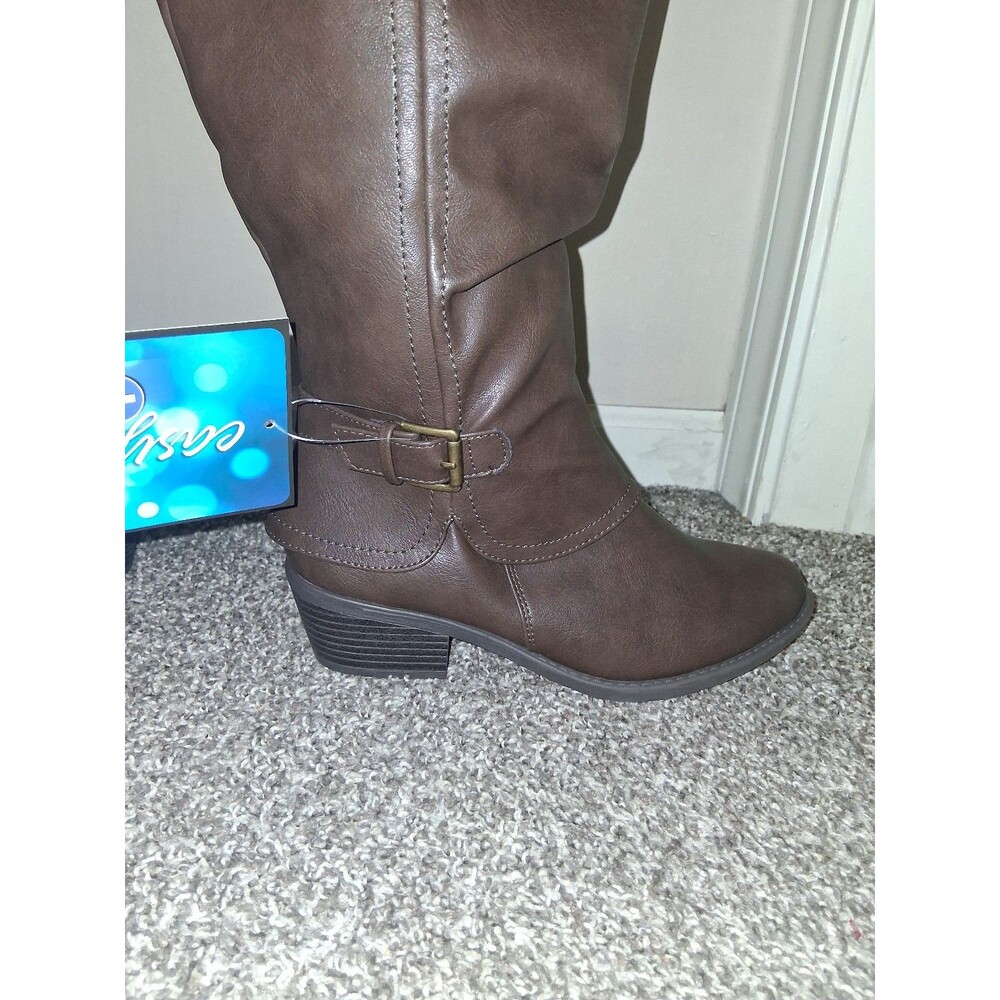 NEW! Women's Easy Street Tenille Wide Shafted Zip Boots, Brown Size 6.5WW - Picture 8 of 12